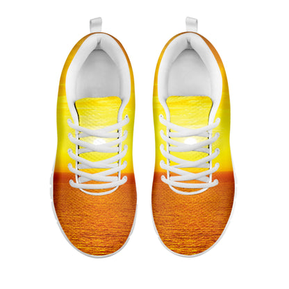 Sunset Over Sea Print White Sneakers