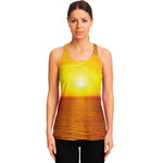 Sunset Over Sea Print Women's Racerback Tank Top