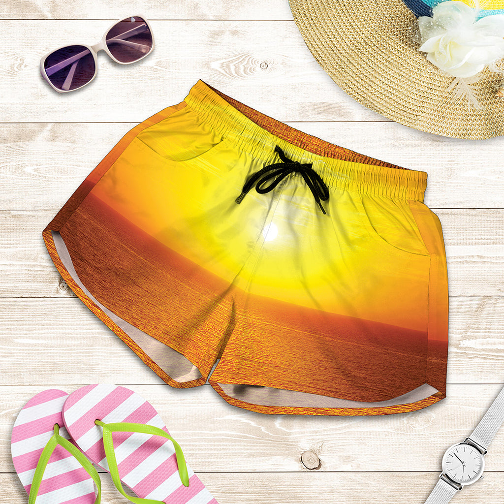 Sunset Over Sea Print Women's Shorts