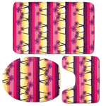 Sunset Palm Tree Pattern Print 3 Piece Bath Mat Set