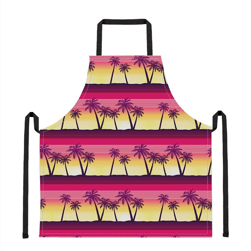 Sunset Palm Tree Pattern Print Apron