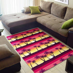Sunset Palm Tree Pattern Print Area Rug GearFrost