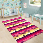Sunset Palm Tree Pattern Print Area Rug GearFrost