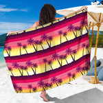 Sunset Palm Tree Pattern Print Beach Sarong Wrap