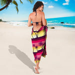Sunset Palm Tree Pattern Print Beach Sarong Wrap