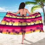 Sunset Palm Tree Pattern Print Beach Sarong Wrap