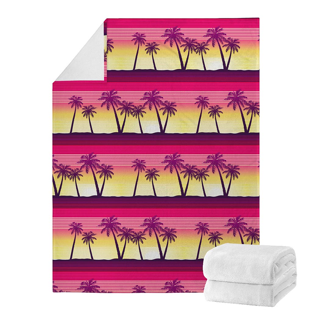 Sunset Palm Tree Pattern Print Blanket