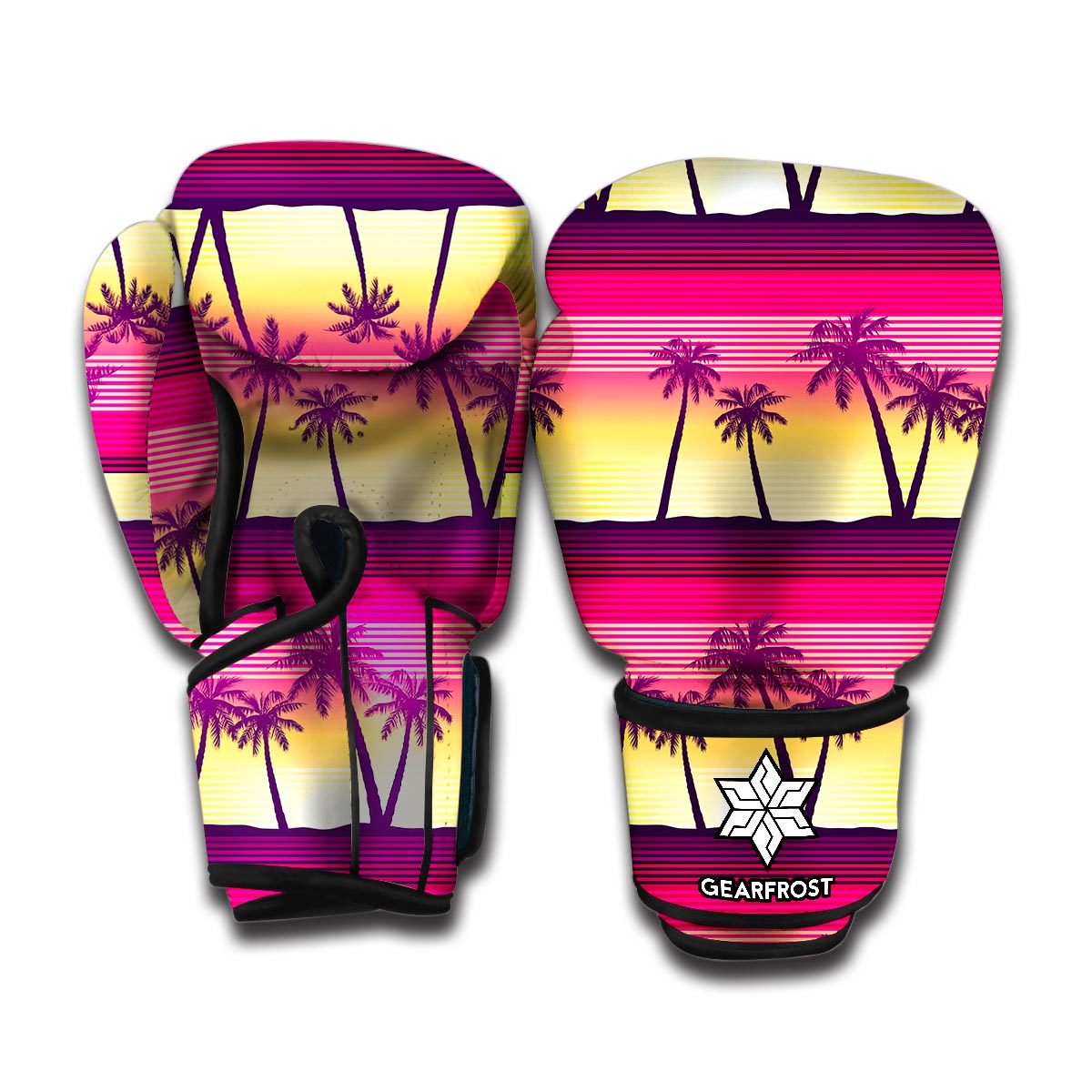 Sunset Palm Tree Pattern Print Boxing Gloves