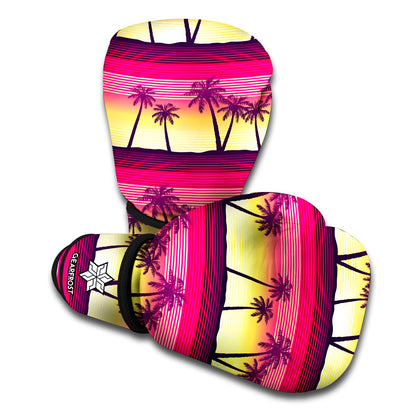 Sunset Palm Tree Pattern Print Boxing Gloves