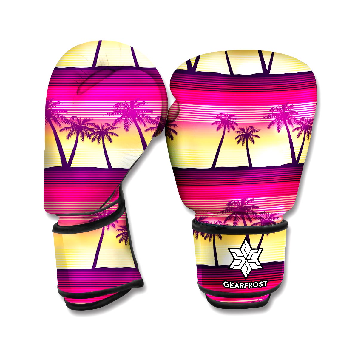Sunset Palm Tree Pattern Print Boxing Gloves
