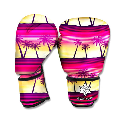 Sunset Palm Tree Pattern Print Boxing Gloves