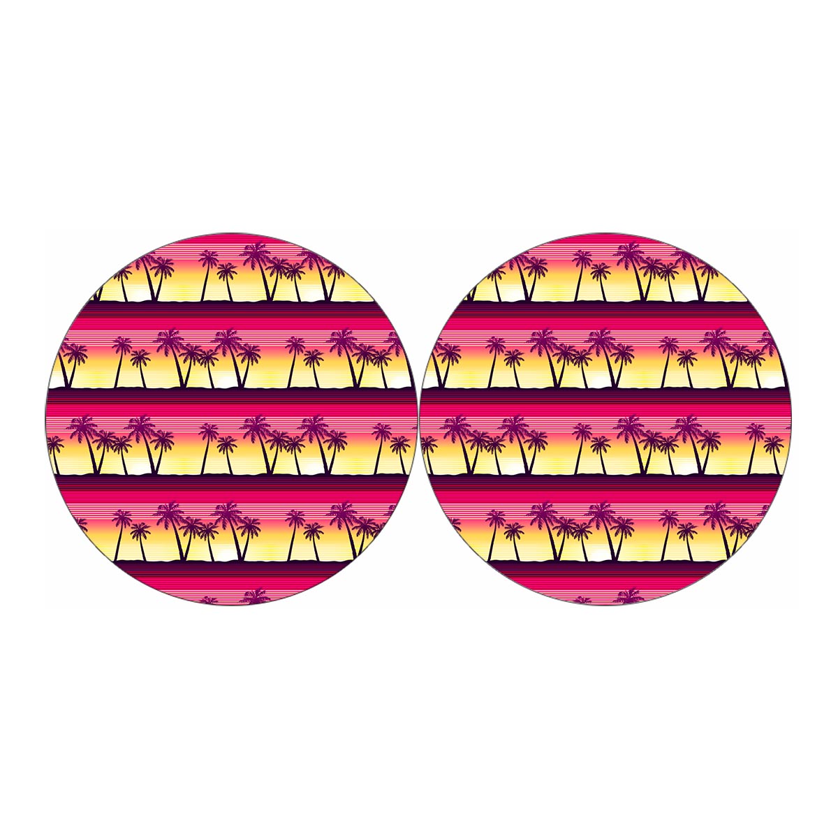 Sunset Palm Tree Pattern Print Car Coasters