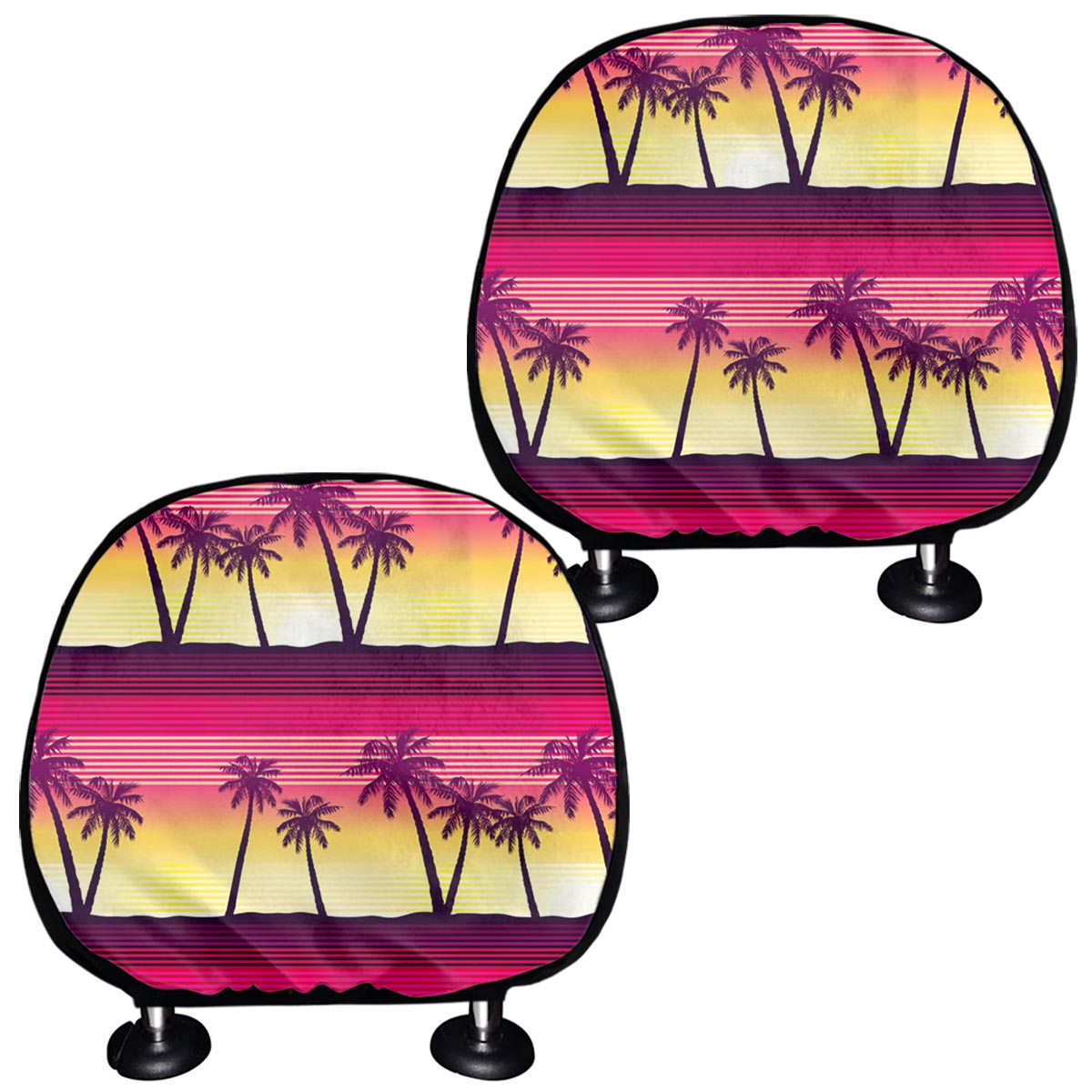 Sunset Palm Tree Pattern Print Car Headrest Covers