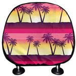 Sunset Palm Tree Pattern Print Car Headrest Covers