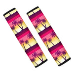 Sunset Palm Tree Pattern Print Car Seat Belt Covers