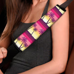 Sunset Palm Tree Pattern Print Car Seat Belt Covers