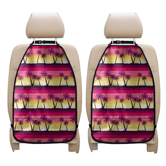 Sunset Palm Tree Pattern Print Car Seat Organizers