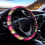 Sunset Palm Tree Pattern Print Car Steering Wheel Cover