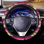 Sunset Palm Tree Pattern Print Car Steering Wheel Cover
