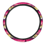 Sunset Palm Tree Pattern Print Car Steering Wheel Cover