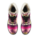Sunset Palm Tree Pattern Print Comfy Boots GearFrost
