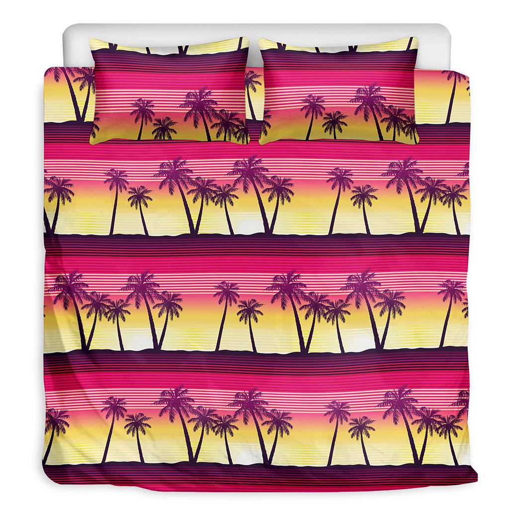 Sunset Palm Tree Pattern Print Duvet Cover Bedding Set