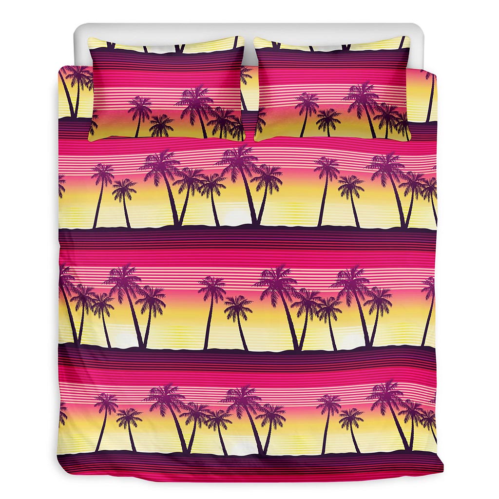Sunset Palm Tree Pattern Print Duvet Cover Bedding Set