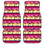 Sunset Palm Tree Pattern Print Front and Back Car Floor Mats