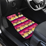 Sunset Palm Tree Pattern Print Front and Back Car Floor Mats
