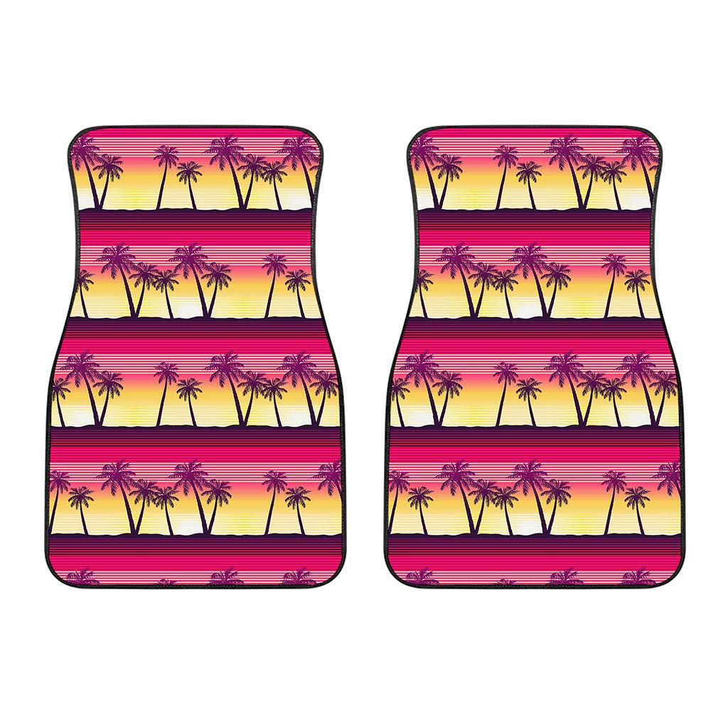 Sunset Palm Tree Pattern Print Front Car Floor Mats