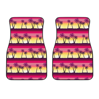 Sunset Palm Tree Pattern Print Front Car Floor Mats