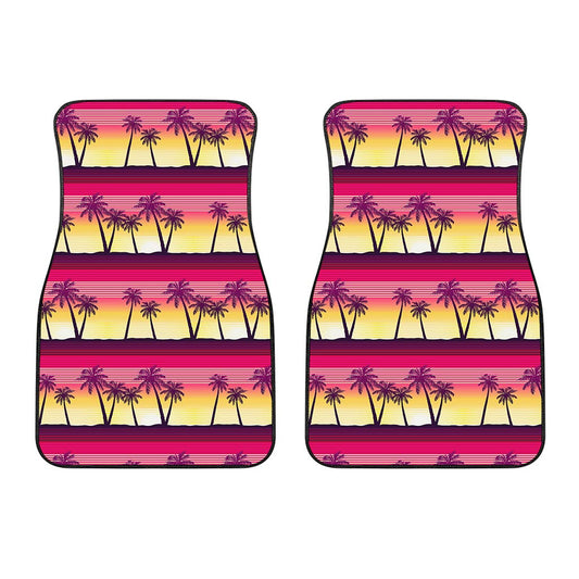 Sunset Palm Tree Pattern Print Front Car Floor Mats