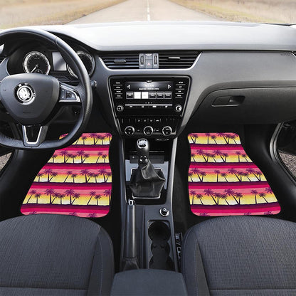 Sunset Palm Tree Pattern Print Front Car Floor Mats
