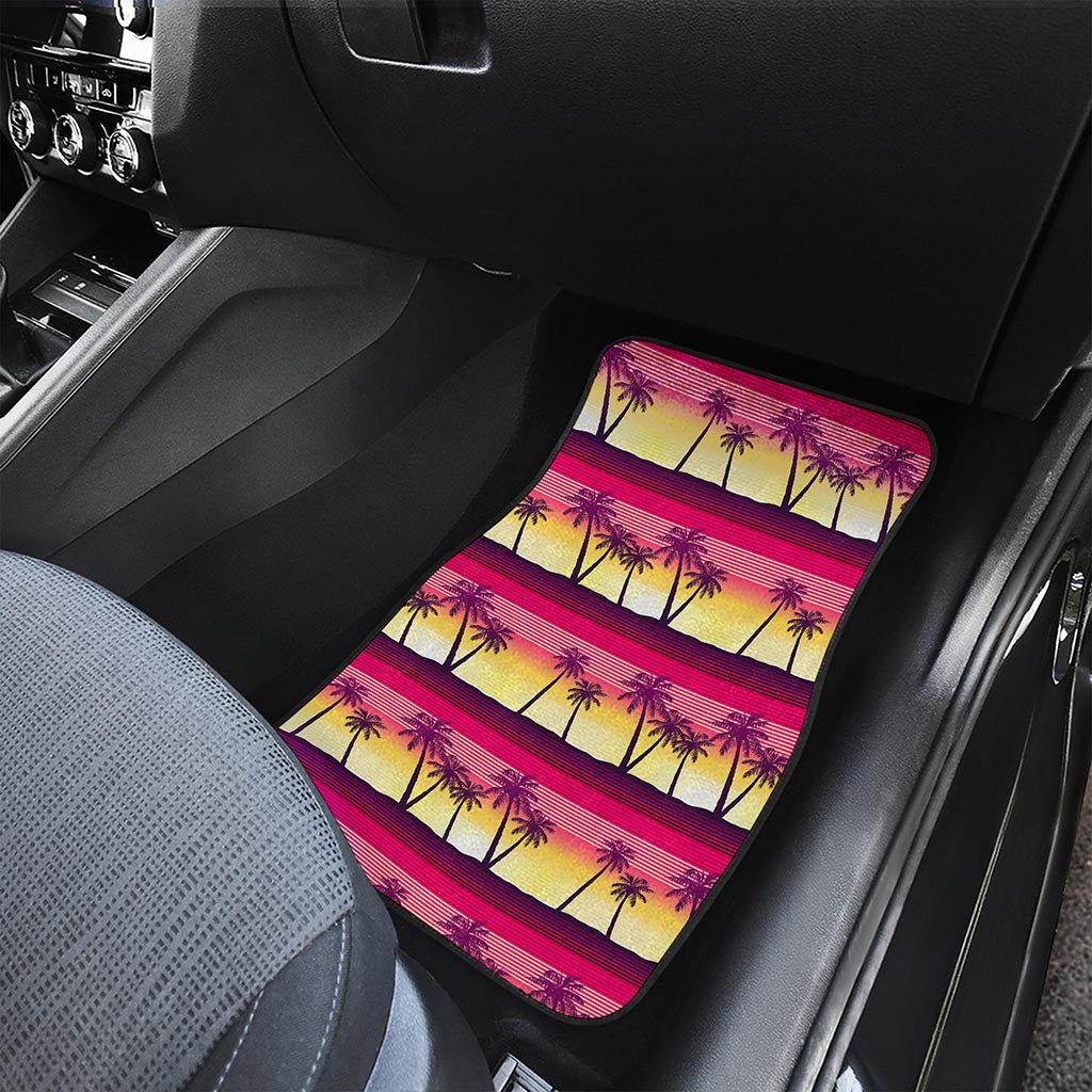 Sunset Palm Tree Pattern Print Front Car Floor Mats