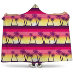 Sunset Palm Tree Pattern Print Hooded Blanket