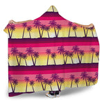 Sunset Palm Tree Pattern Print Hooded Blanket