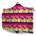 Sunset Palm Tree Pattern Print Hooded Blanket