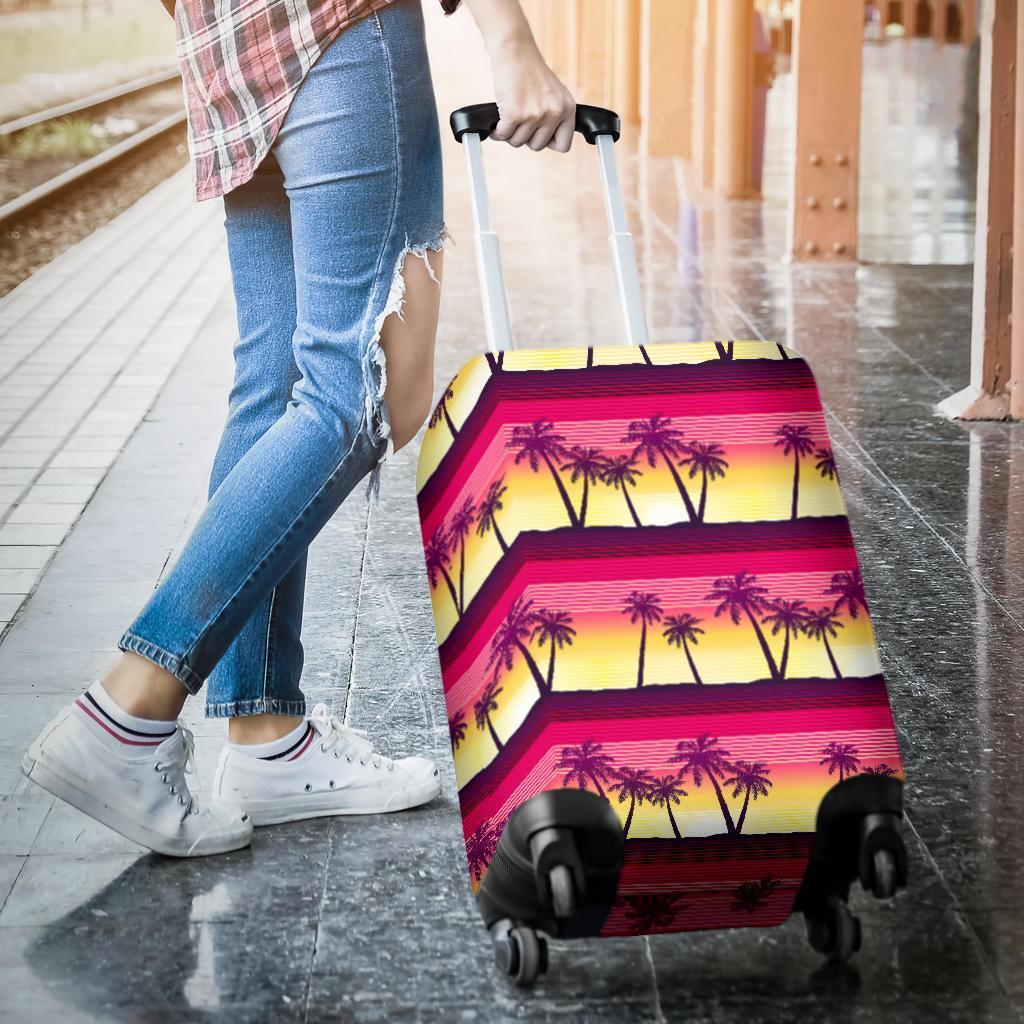 Sunset Palm Tree Pattern Print Luggage Cover GearFrost