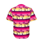 Sunset Palm Tree Pattern Print Men's Baseball Jersey