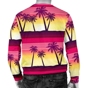 Sunset Palm Tree Pattern Print Men's Crewneck Sweatshirt GearFrost