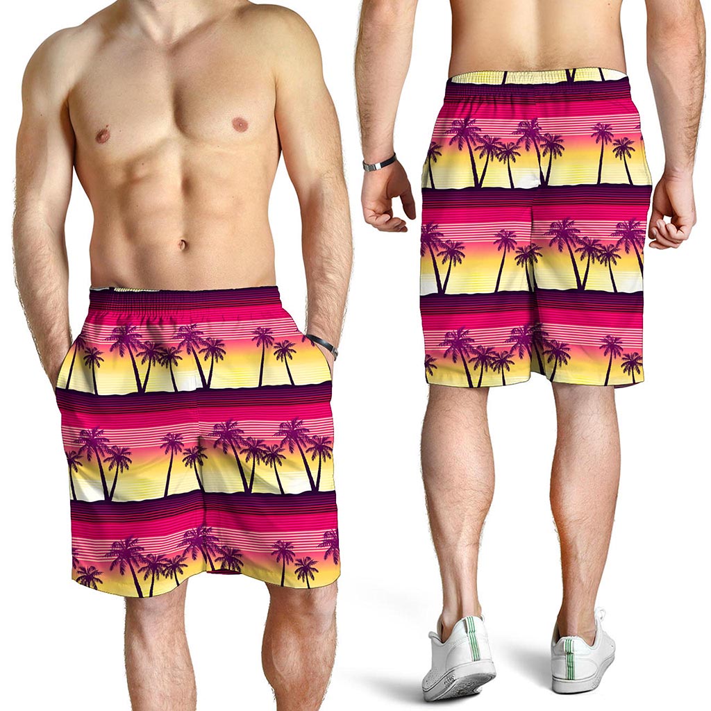 Sunset Palm Tree Pattern Print Men's Shorts