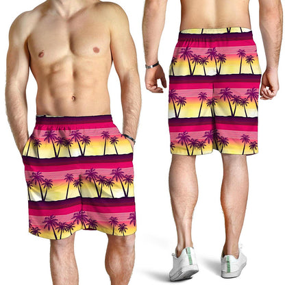 Sunset Palm Tree Pattern Print Men's Shorts