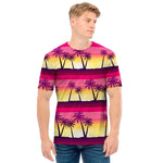 Sunset Palm Tree Pattern Print Men's T-Shirt