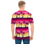 Sunset Palm Tree Pattern Print Men's T-Shirt