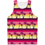 Sunset Palm Tree Pattern Print Men's Tank Top