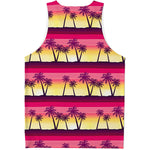 Sunset Palm Tree Pattern Print Men's Tank Top