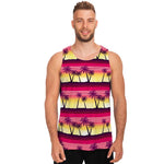 Sunset Palm Tree Pattern Print Men's Tank Top