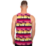 Sunset Palm Tree Pattern Print Men's Tank Top