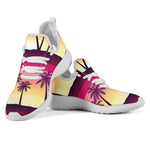 Sunset Palm Tree Pattern Print Mesh Knit Shoes GearFrost