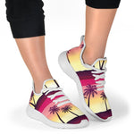 Sunset Palm Tree Pattern Print Mesh Knit Shoes GearFrost